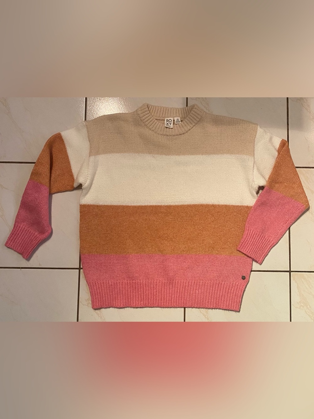 Roxy Too Far Sweater- featuring horizontal color block stripes. Beautiful - Picture 2 of 9